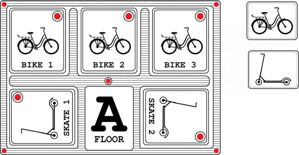 Distribución de la planta A del aparcamiento.